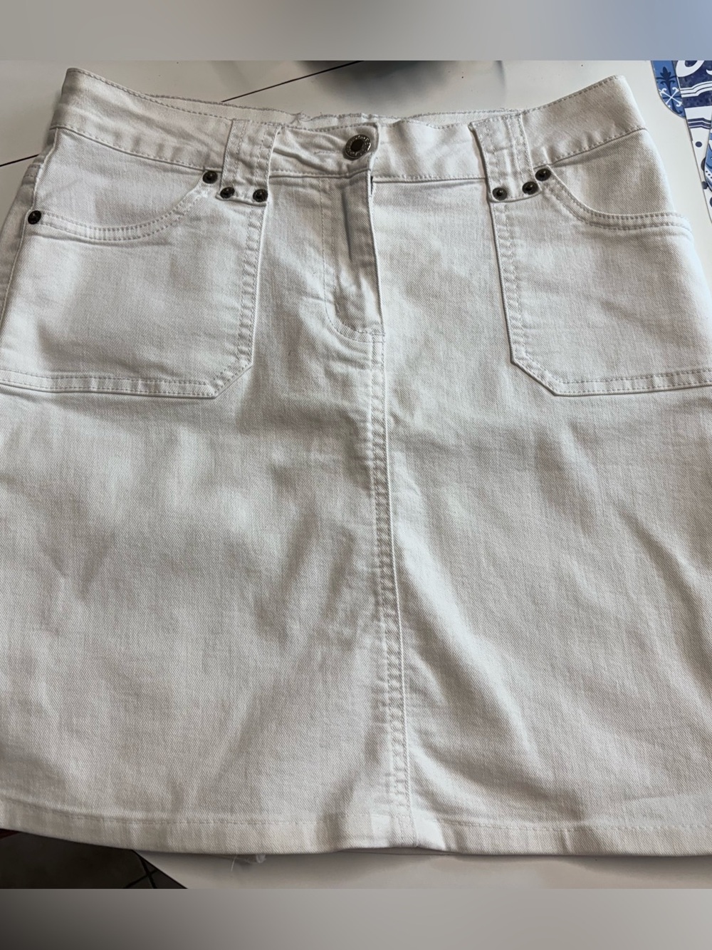 NAVADA WHITE DEBIM MINI SKIRT 15” WAIST